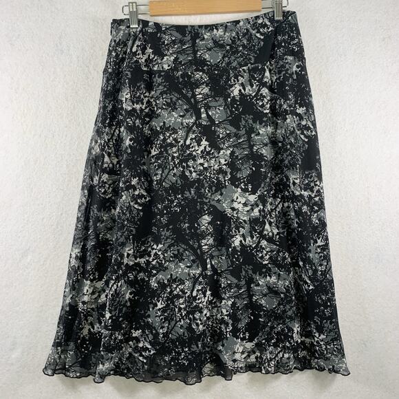 Womens Abstract Floral Mesh Midi Skirt Dark Romantic Fairy Grunge Office Church - Picture 6 of 13